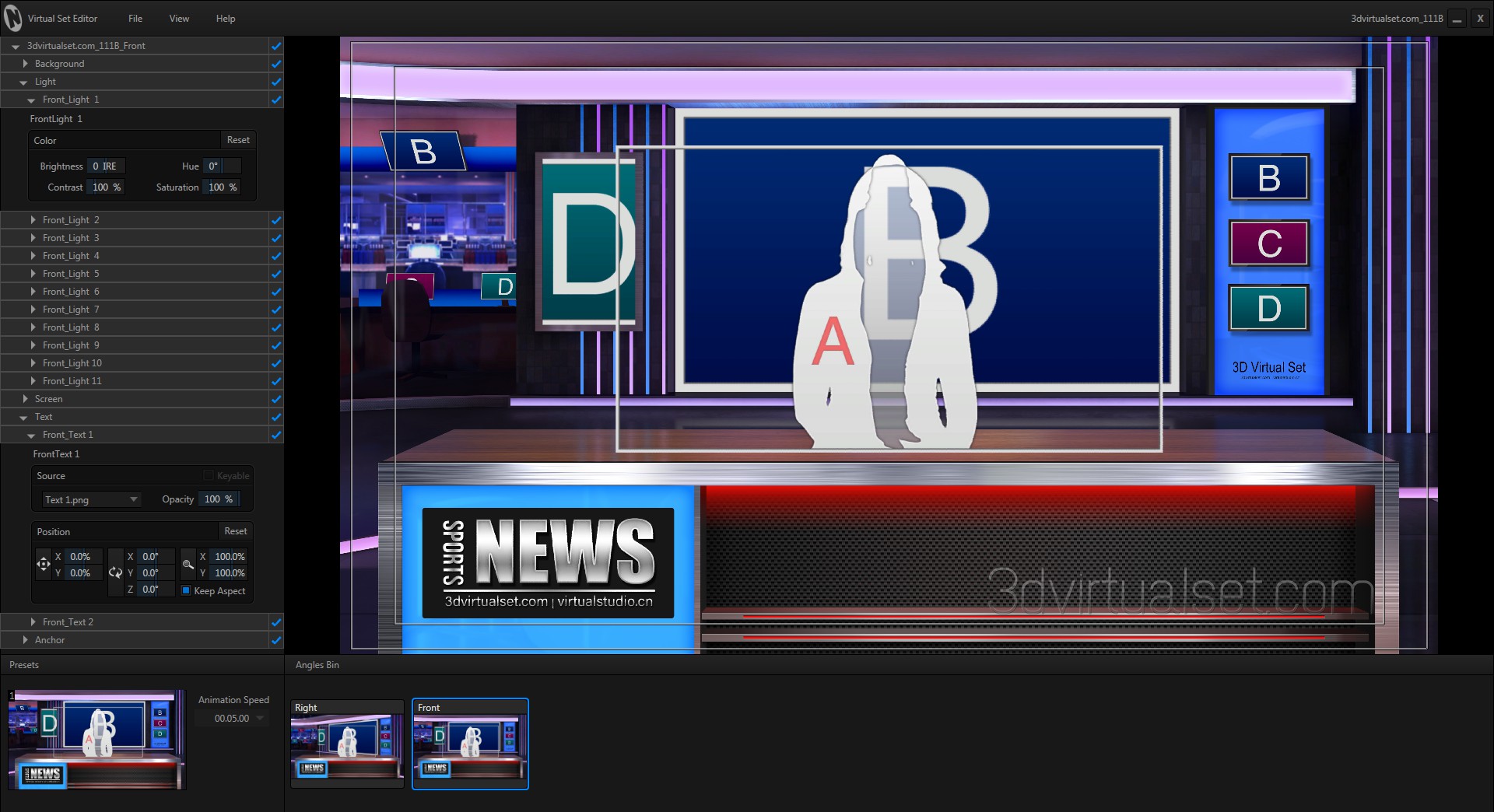 Virtual Studio 111B for NewTek TriCaster Virtual Set Editor Templates